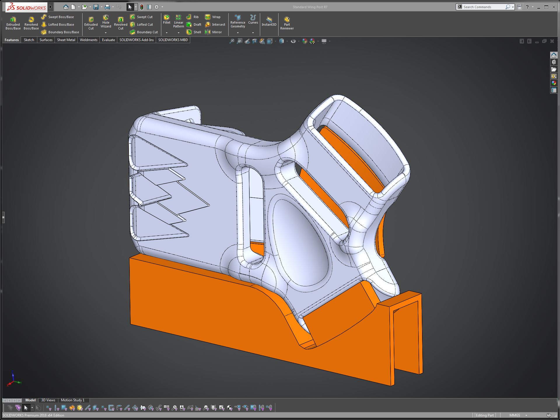 Luna Sandal Wing Post Manual Supports Modeled In SolidWorks