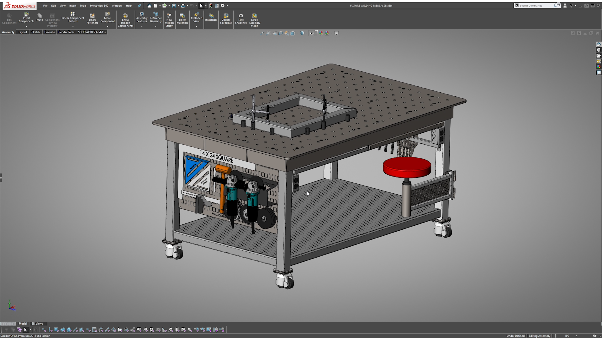 CAD design of weld fixture table